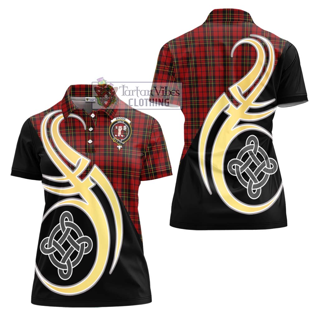 Brodie Tartan Women's Polo Shirt with Family Crest and Celtic Symbol Style - Tartan Vibes Clothing