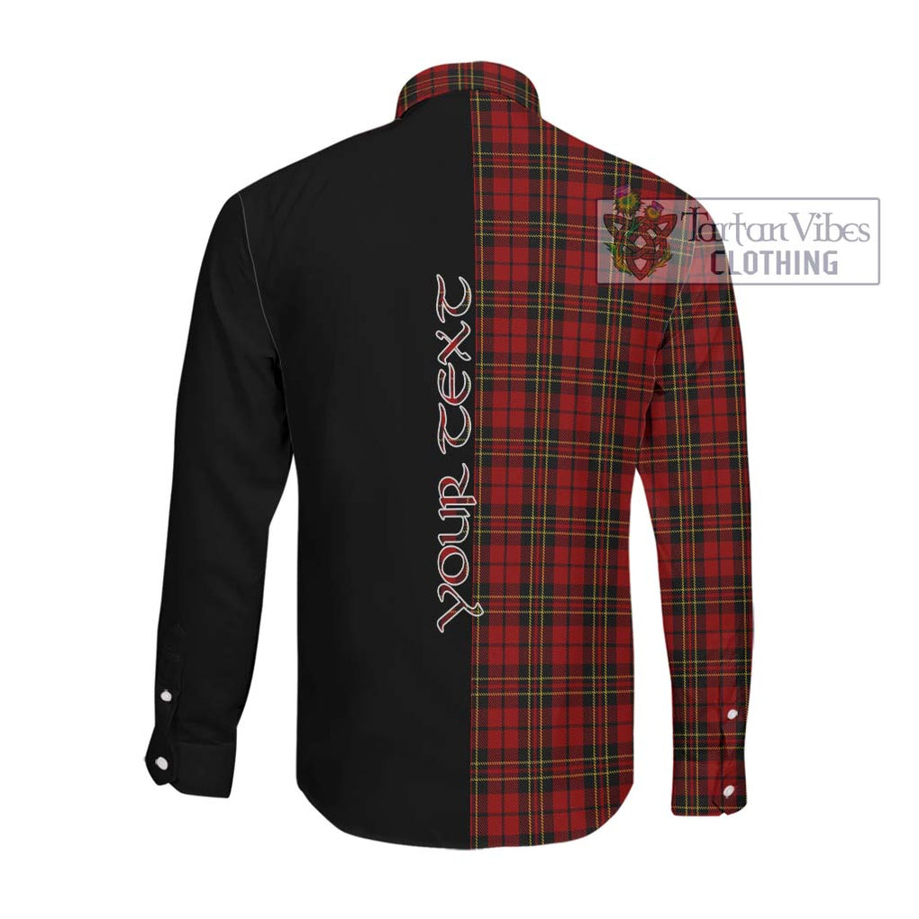 Brodie Tartan Long Sleeve Button Shirt with Family Crest and Half Of Me Style Men's Shirt - Tartanvibesclothing Shop