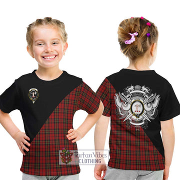 Brodie Tartan Kid T-Shirt with Family Crest and Military Logo Style