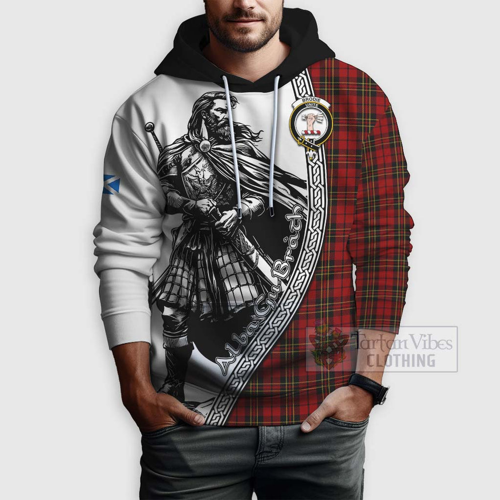 Tartan Vibes Clothing Brodie Tartan Clan Crest Hoodie with Highlander Warrior Celtic Style