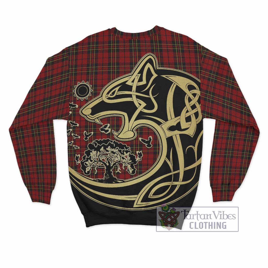 Tartan Vibes Clothing Brodie Tartan Sweatshirt with Family Crest Celtic Wolf Style