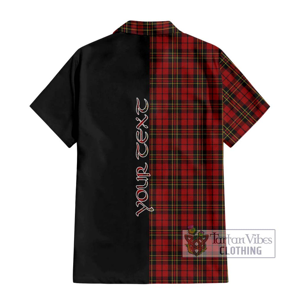 Brodie Tartan Short Sleeve Button Shirt with Family Crest and Half Of Me Style - Tartanvibesclothing Shop