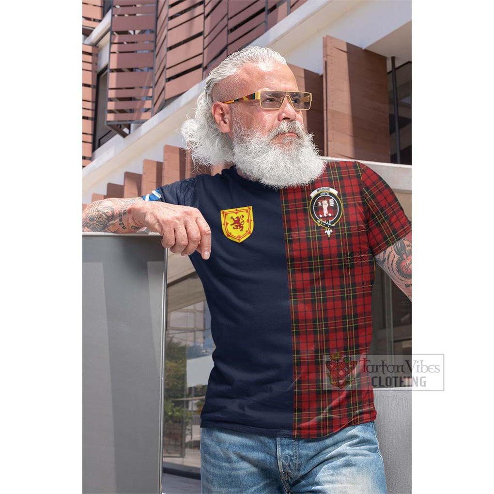 Tartan Vibes Clothing Brodie Tartan Cotton T-shirt with Scottish Lion Royal Arm Half Style