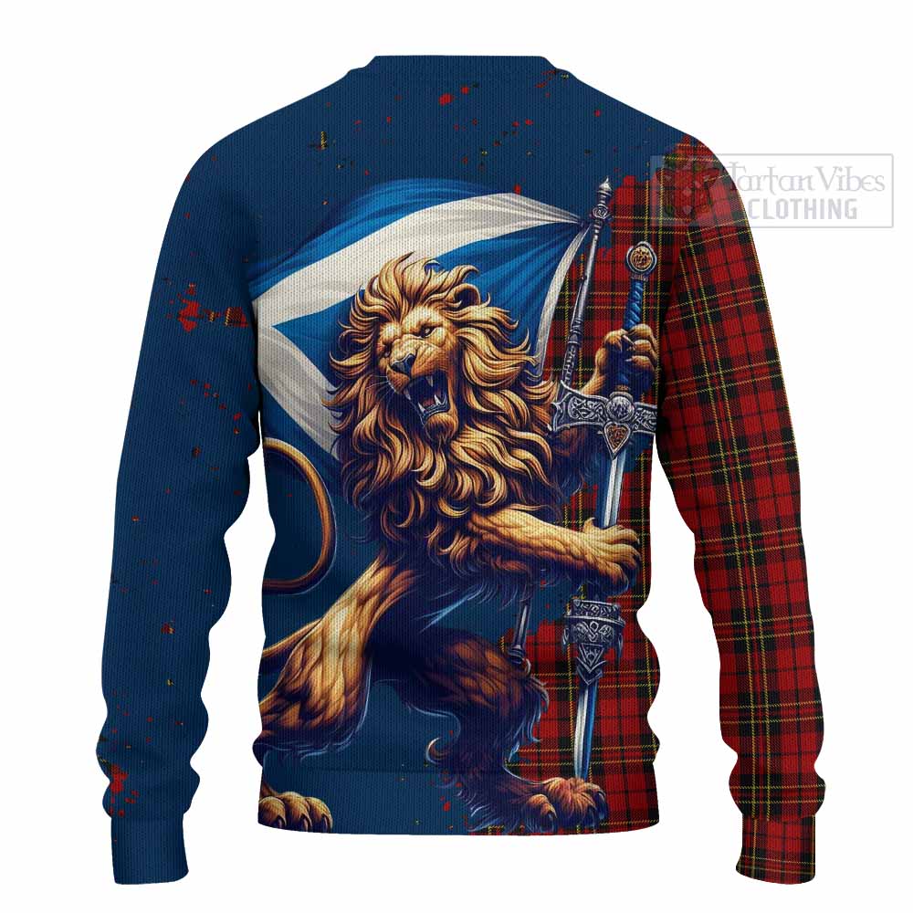 Tartan Vibes Clothing Brodie Tartan Family Crest Knitted Sweater with Scottish Majestic Lion