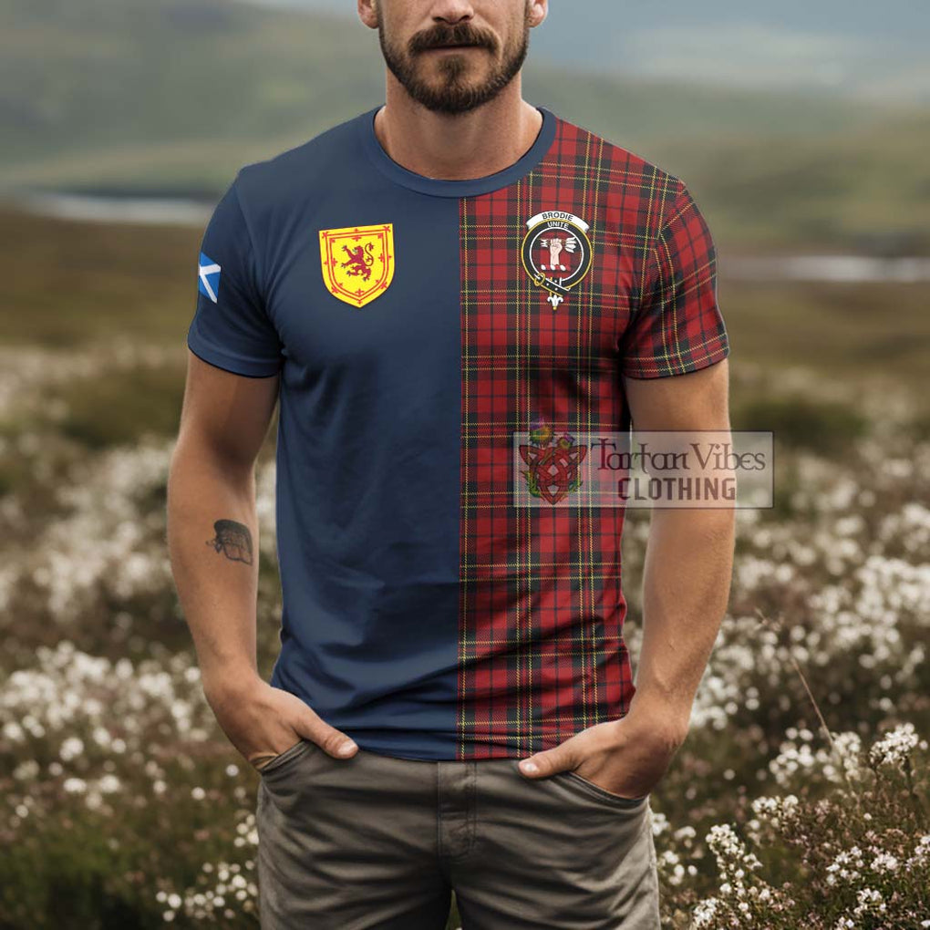 Tartan Vibes Clothing Brodie Tartan T-Shirt Alba with Scottish Lion Royal Arm Half Style