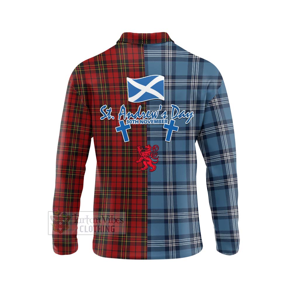 Tartan Vibes Clothing Brodie Tartan Long Sleeve Polo Shirt Happy St. Andrew's Day Half Tartan Style