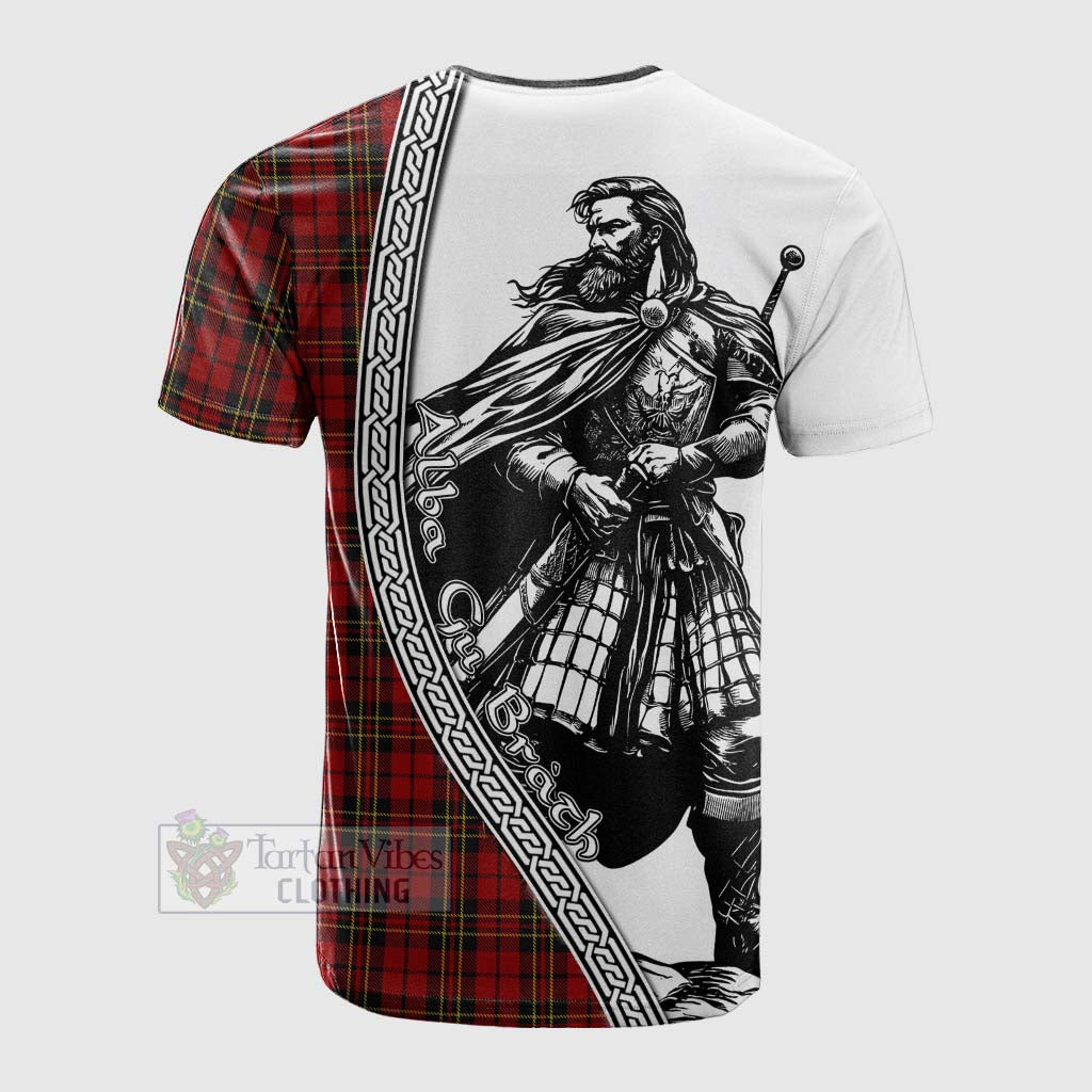 Tartan Vibes Clothing Brodie Tartan Clan Crest Cotton T-shirt with Highlander Warrior Celtic Style