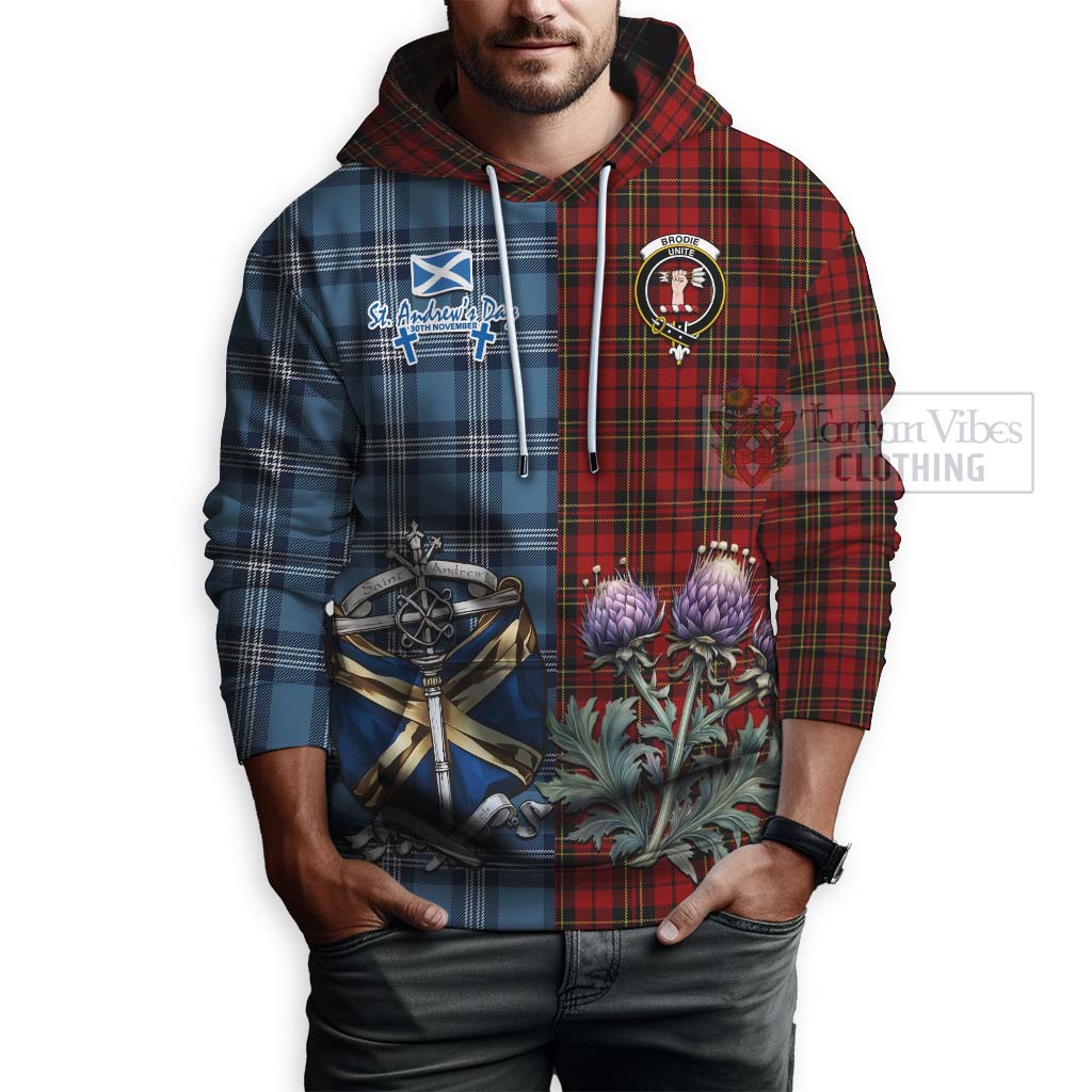 Tartan Vibes Clothing Brodie Tartan Hoodie Happy St. Andrew's Day Half Tartan Style