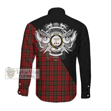 Brodie Tartan Long Sleeve Button Shirt with Family Crest and Military Logo Style