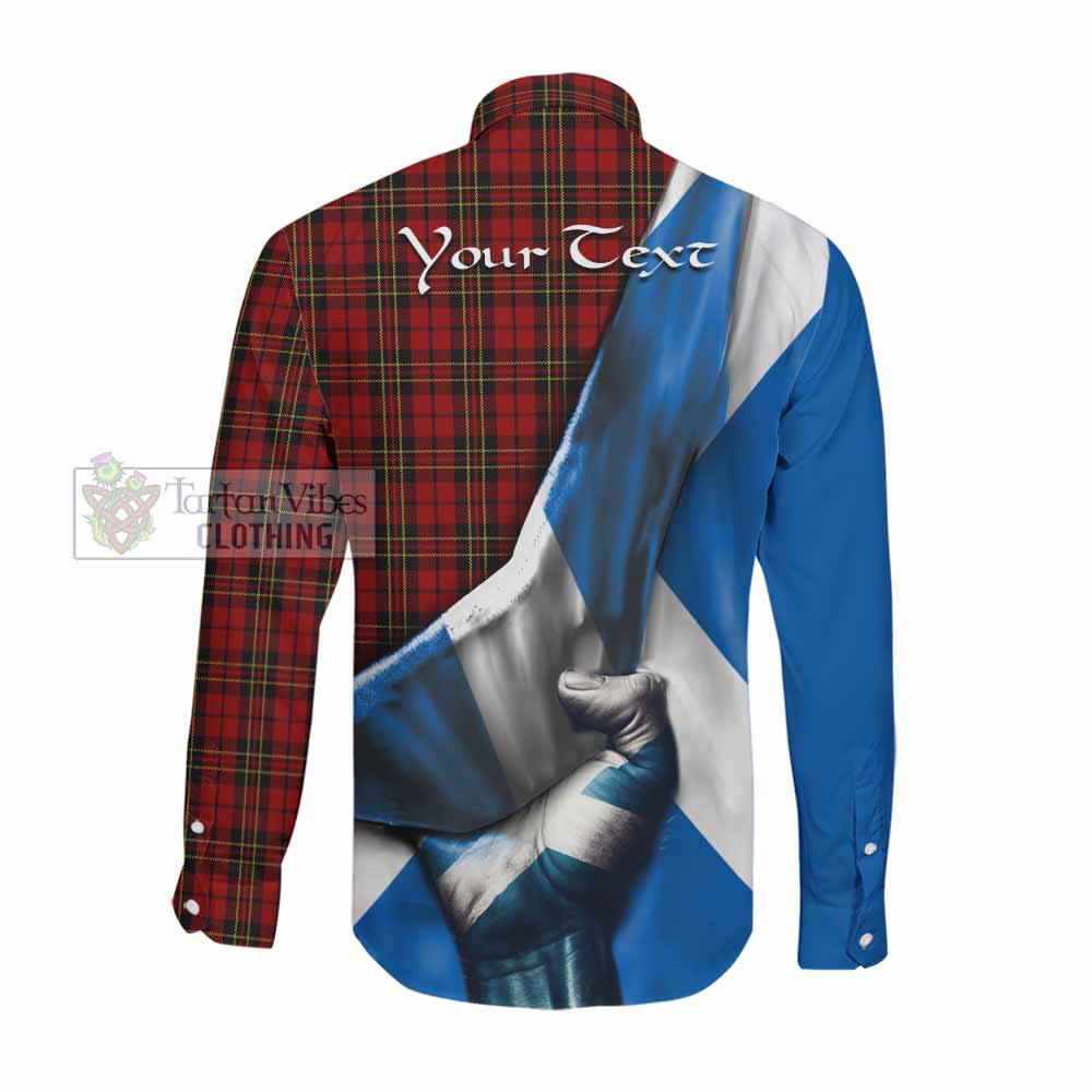 Tartan Vibes Clothing Brodie Tartan Long Sleeve Button Shirt with Family Crest Scotland Patriotic Style