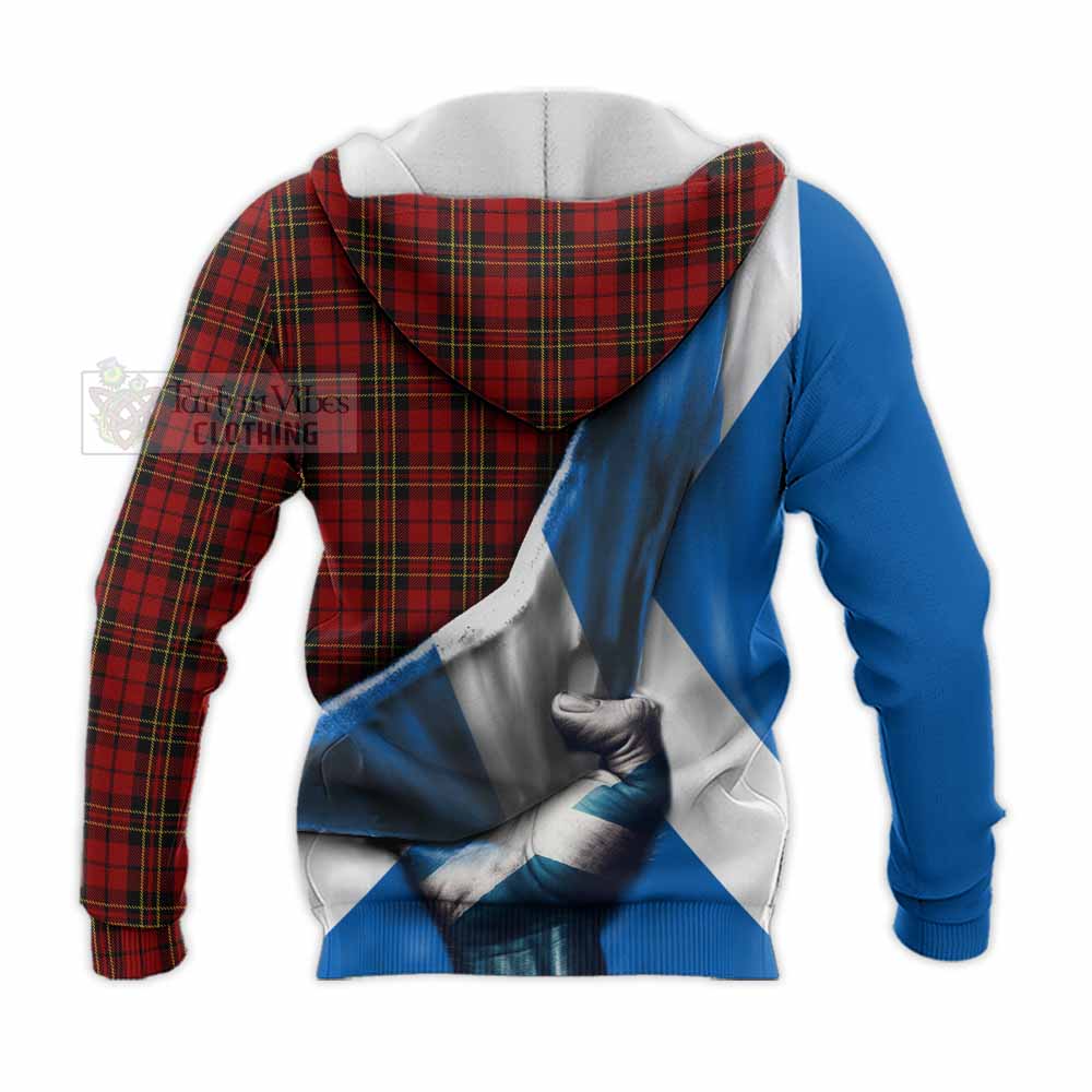 Tartan Vibes Clothing Brodie Tartan Knitted Hoodie with Family Crest Scotland Patriotic Style