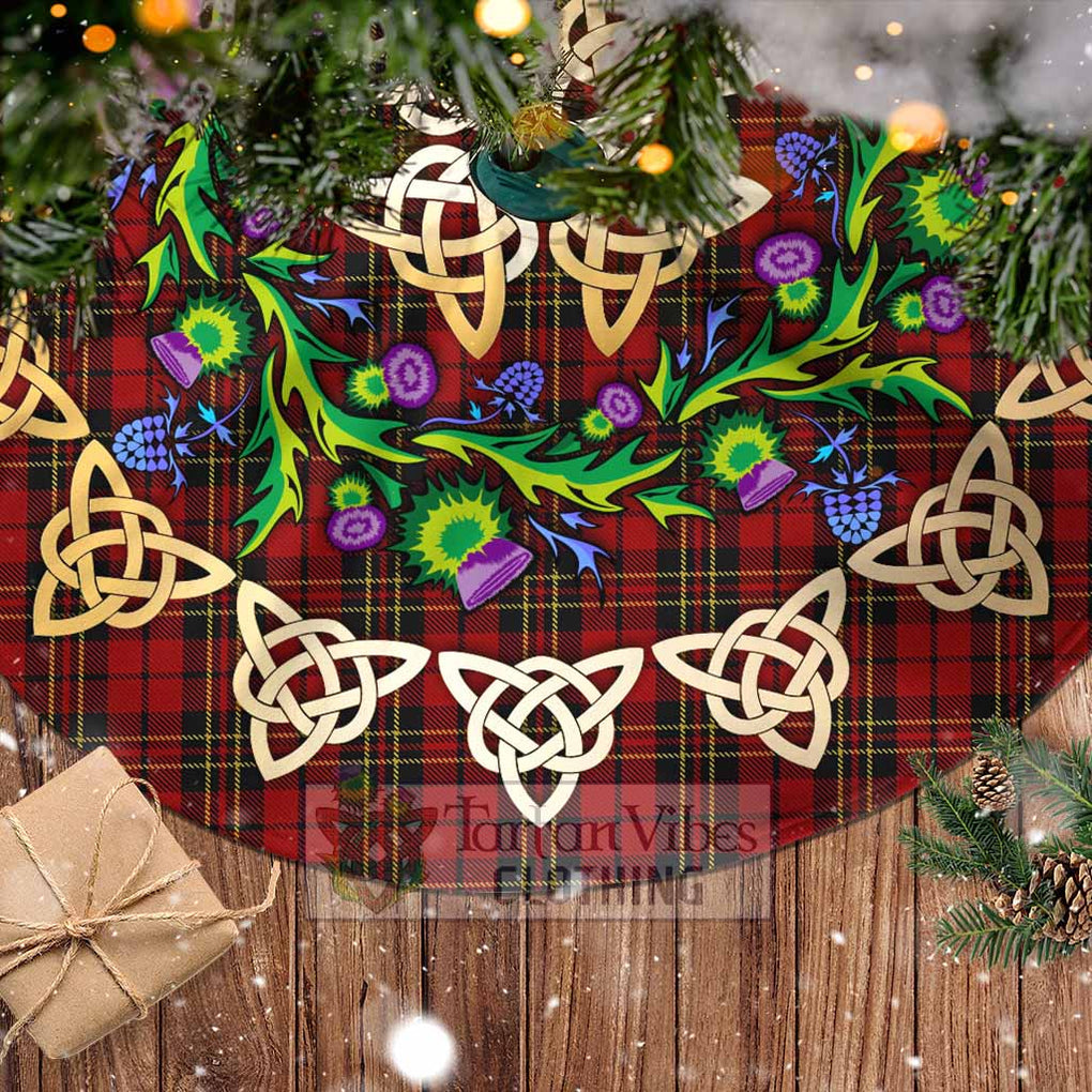 Tartan Vibes Clothing Brodie Tartan Christmas Tree Skirt with Thistle Celtic Knot Style