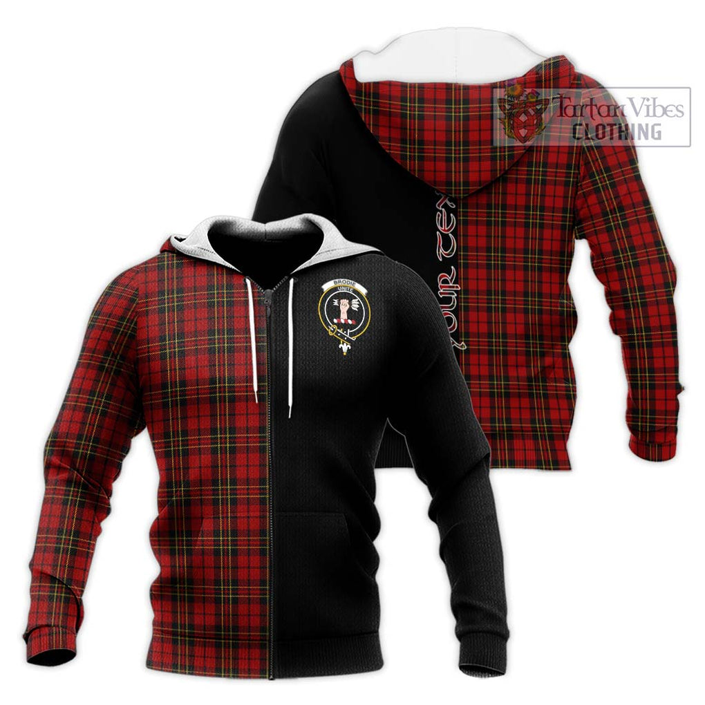 Brodie Tartan Knitted Hoodie with Family Crest and Half Of Me Style Unisex Knitted Zip Hoodie - Tartanvibesclothing Shop