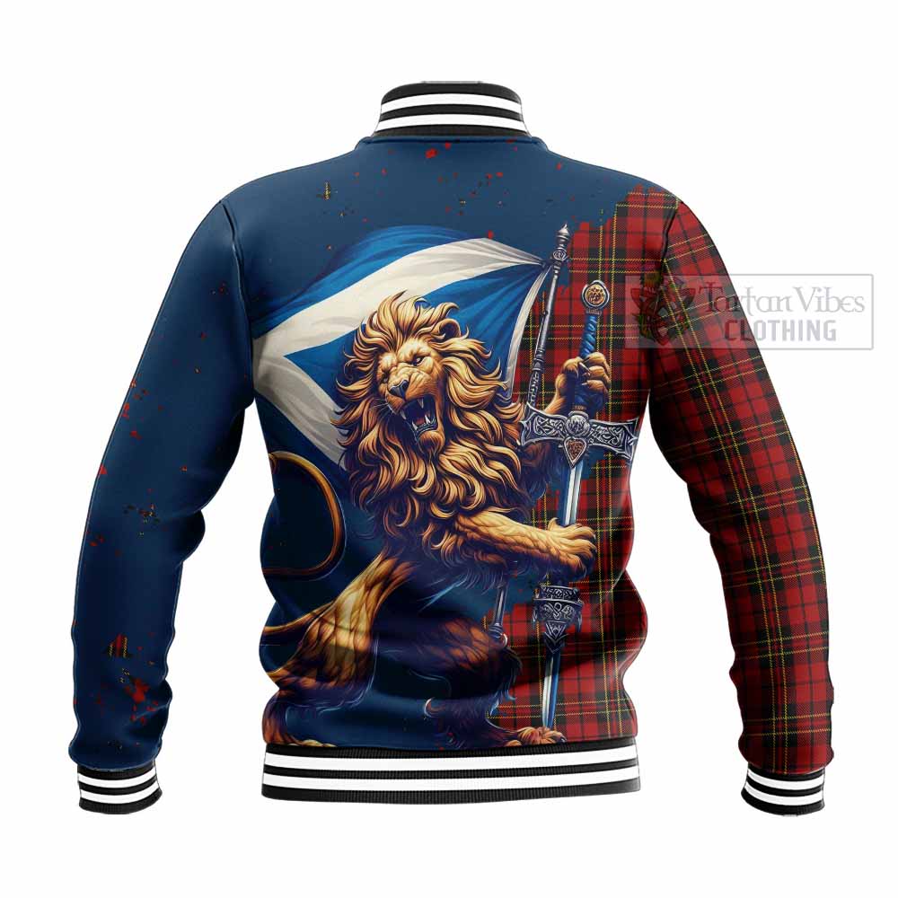 Tartan Vibes Clothing Brodie Tartan Family Crest Baseball Jacket with Scottish Majestic Lion