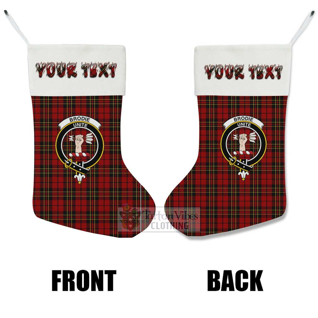 Tartan Vibes Clothing Brodie Tartan Family Crest Christmas Stocking with Personalized Text