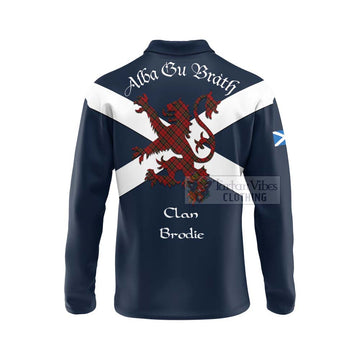 Brodie Tartan Lion Rampant Long Sleeve Polo Shirt  Proudly Display Your Heritage with Alba Gu Brath and Clan Name