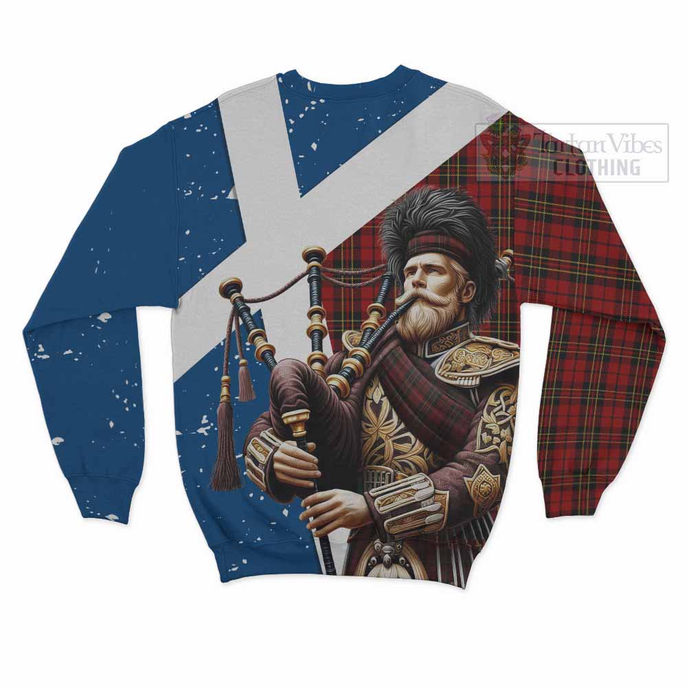 Tartan Vibes Clothing Brodie Tartan Sweatshirt with Family Crest Scottish Bagpiper Vibes