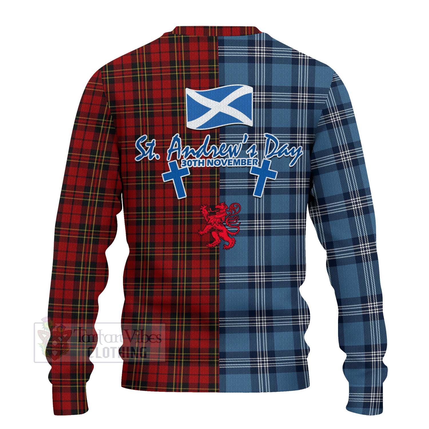 Tartan Vibes Clothing Brodie Tartan Knitted Sweater Happy St. Andrew's Day Half Tartan Style