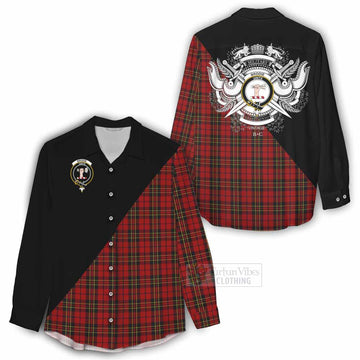 Brodie Tartan Women's Casual Shirt with Family Crest and Military Logo Style