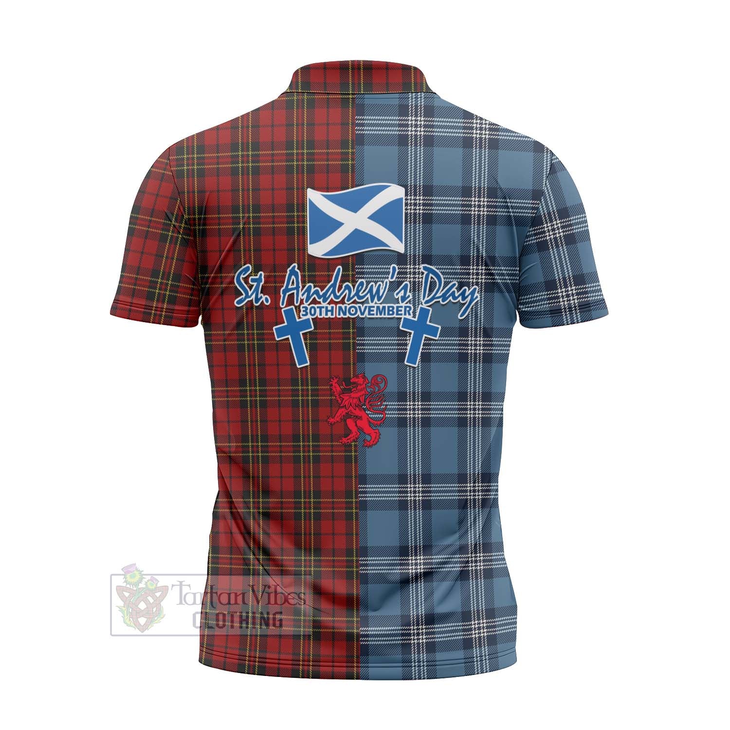 Tartan Vibes Clothing Brodie Tartan Zipper Polo Shirt Happy St. Andrew's Day Half Tartan Style