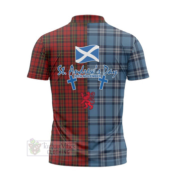 Brodie Tartan Zipper Polo Shirt Happy St. Andrew's Day Half Tartan Style