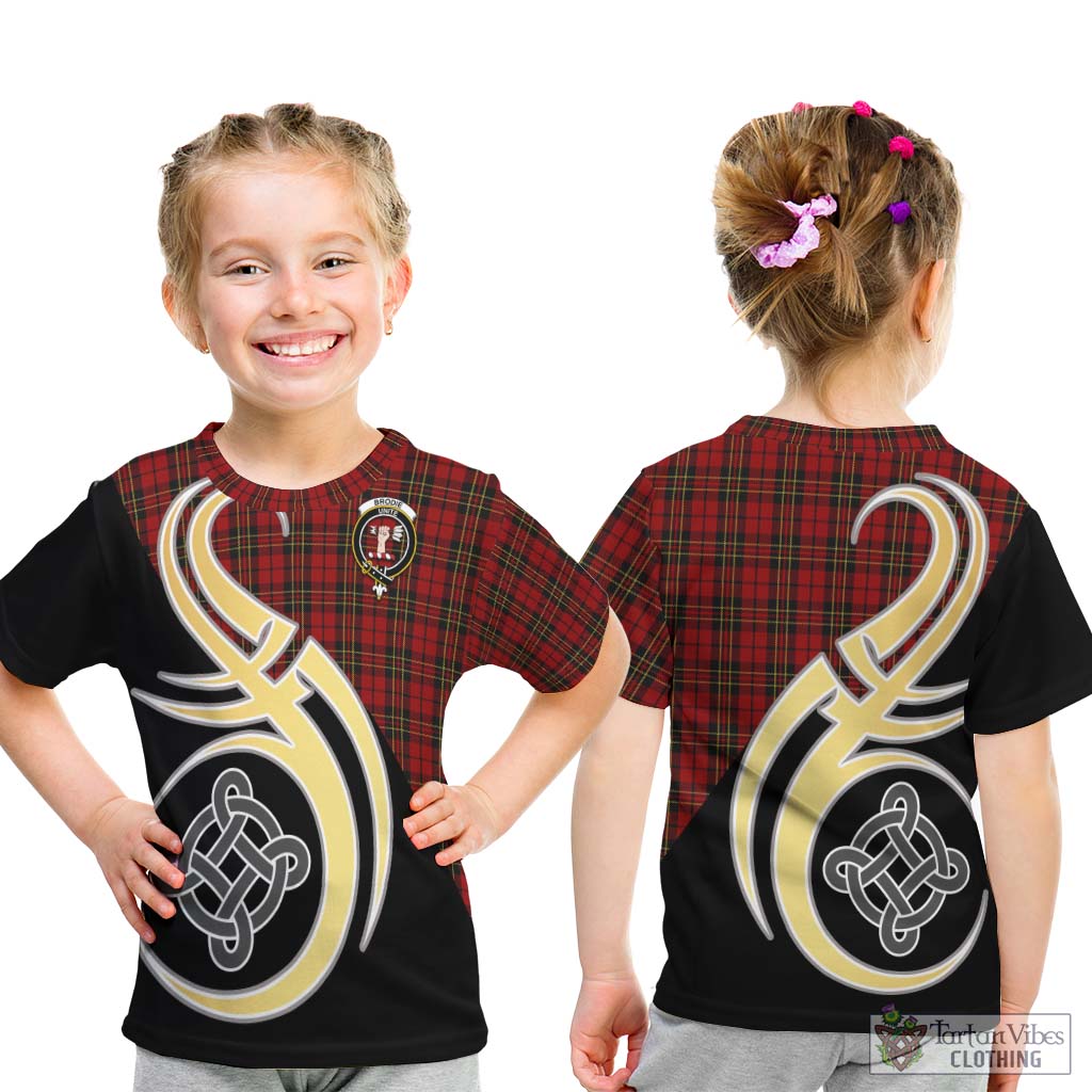 Brodie Tartan Kid T-Shirt with Family Crest and Celtic Symbol Style - Tartan Vibes Clothing