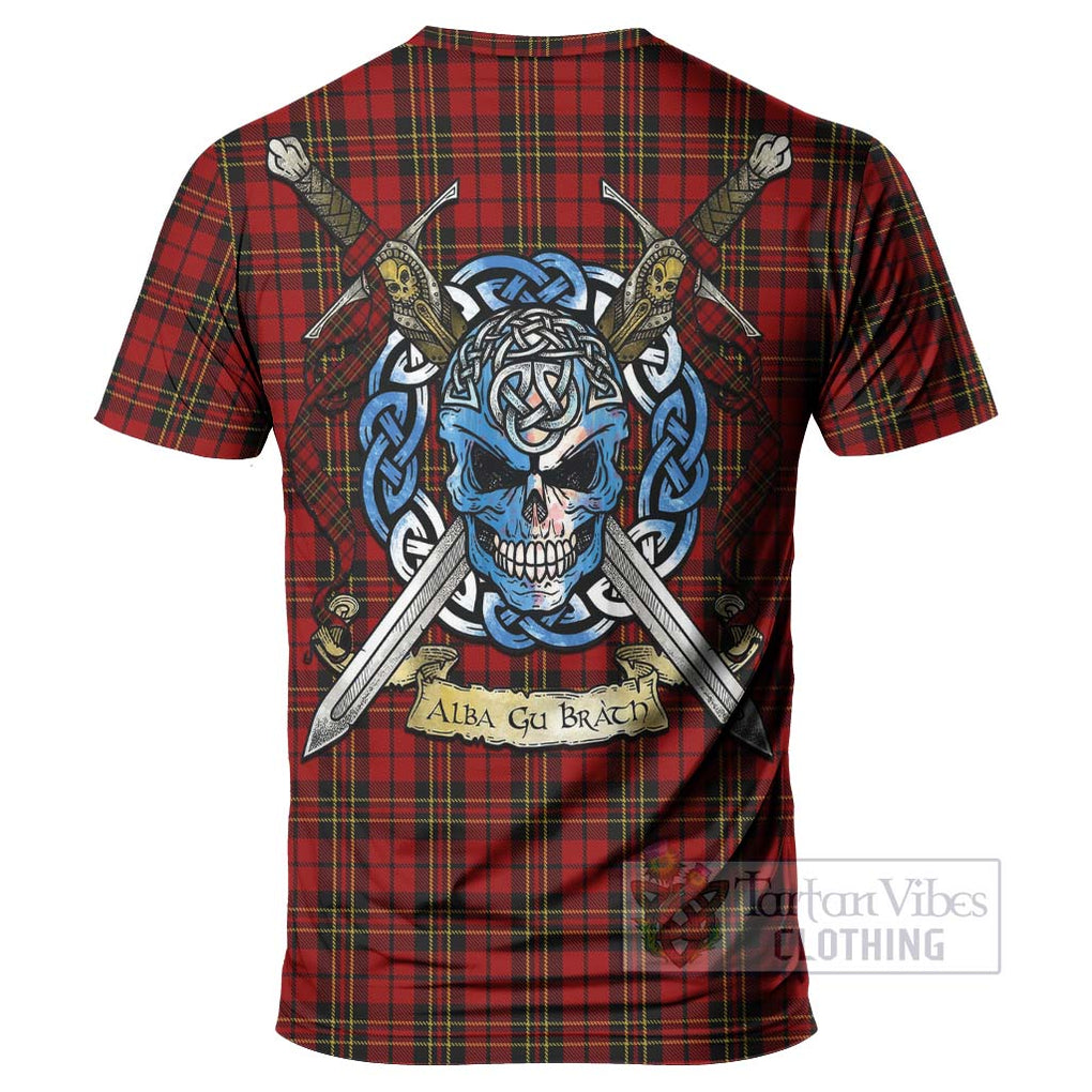 Tartan Vibes Clothing Brodie Tartan T-Shirt with Family Crest Celtic Skull Style