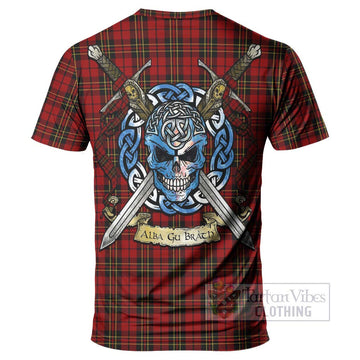 Brodie Tartan T-Shirt with Family Crest Celtic Skull Style