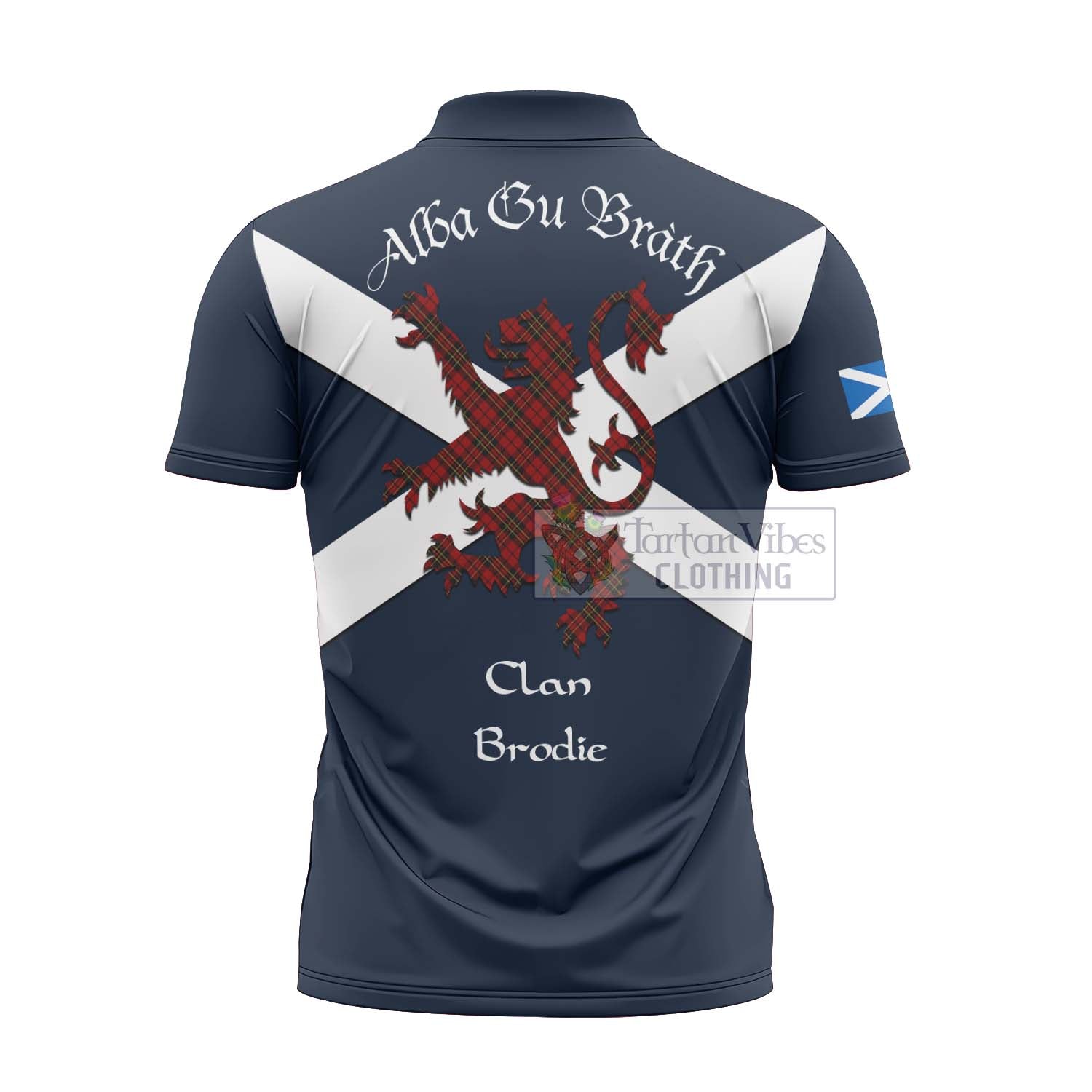 Tartan Vibes Clothing Brodie Tartan Lion Rampant Zipper Polo Shirt – Proudly Display Your Heritage with Alba Gu Brath and Clan Name