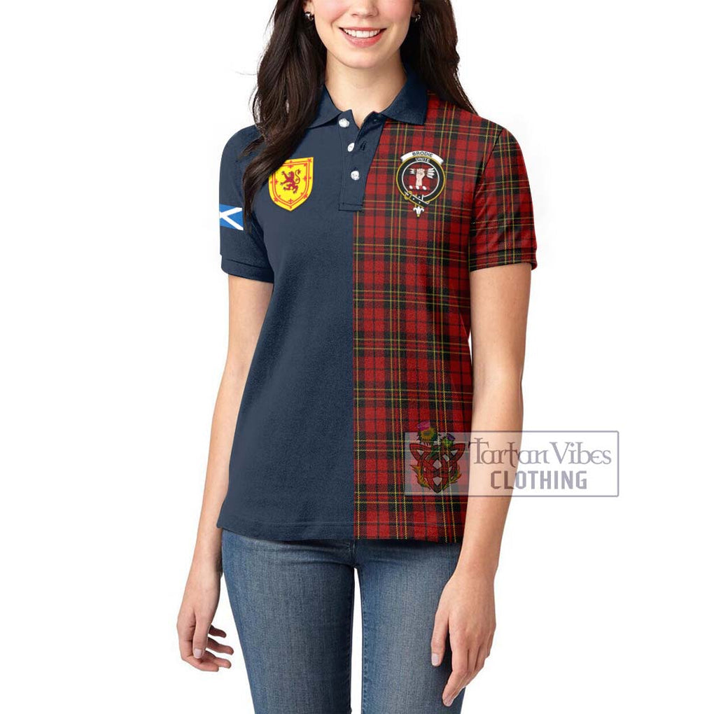 Tartan Vibes Clothing Brodie Tartan Women's Polo Shirt with Scottish Lion Royal Arm Half Style