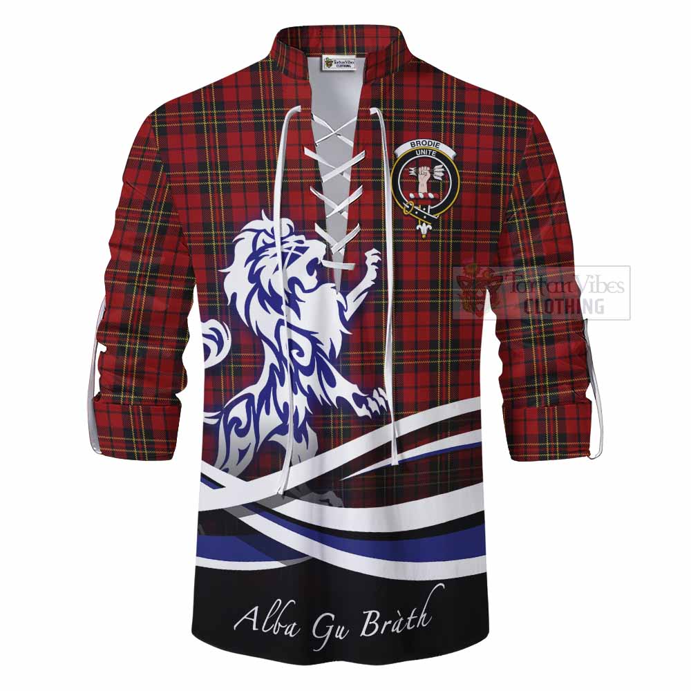 Tartan Vibes Clothing Brodie Tartan Ghillie Kilt Shirt with Alba Gu Brath Regal Lion Emblem