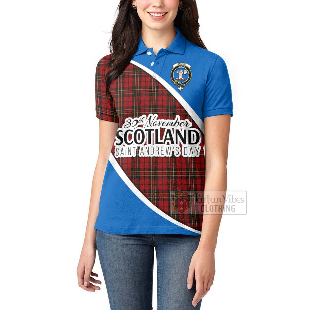 Tartan Vibes Clothing Brodie Family Crest Tartan Women's Polo Shirt Celebrate Saint Andrew's Day in Style