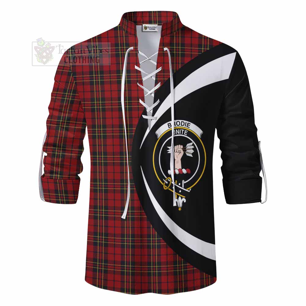 Tartan Vibes Clothing Brodie Tartan Ghillie Kilt Shirt with Family Crest Circle Style