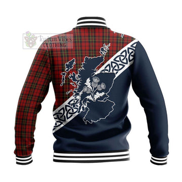 Brodie Tartan Baseball Jacket Featuring Thistle and Scotland Map