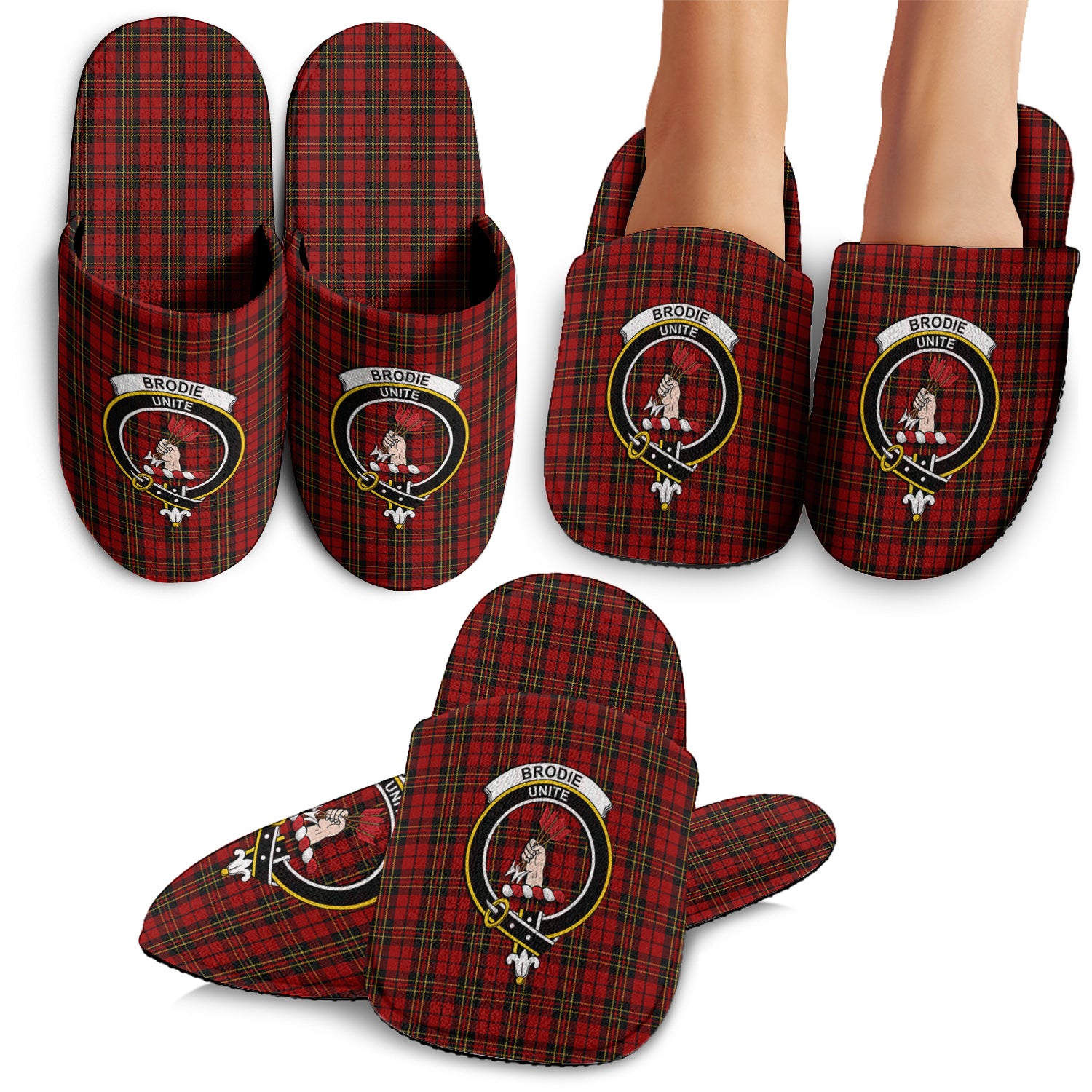 Brodie Tartan Home Slippers with Family Crest - Tartanvibesclothing