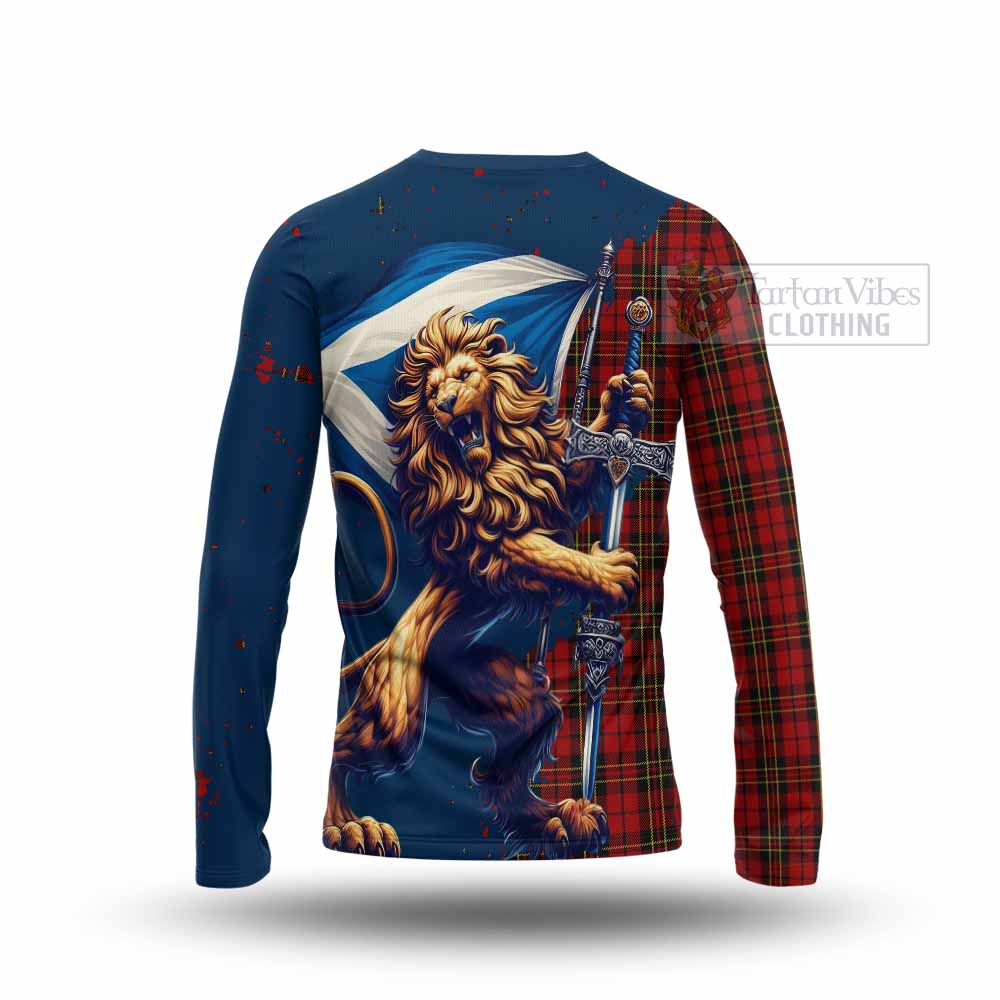 Tartan Vibes Clothing Brodie Tartan Family Crest Long Sleeve T-Shirt with Scottish Majestic Lion