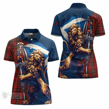 Brodie Tartan Family Crest Women's Polo Shirt with Scottish Majestic Lion