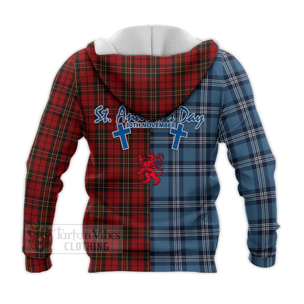 Tartan Vibes Clothing Brodie Tartan Knitted Hoodie Happy St. Andrew's Day Half Tartan Style