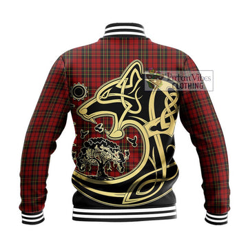 Brodie Tartan Baseball Jacket with Family Crest Celtic Wolf Style