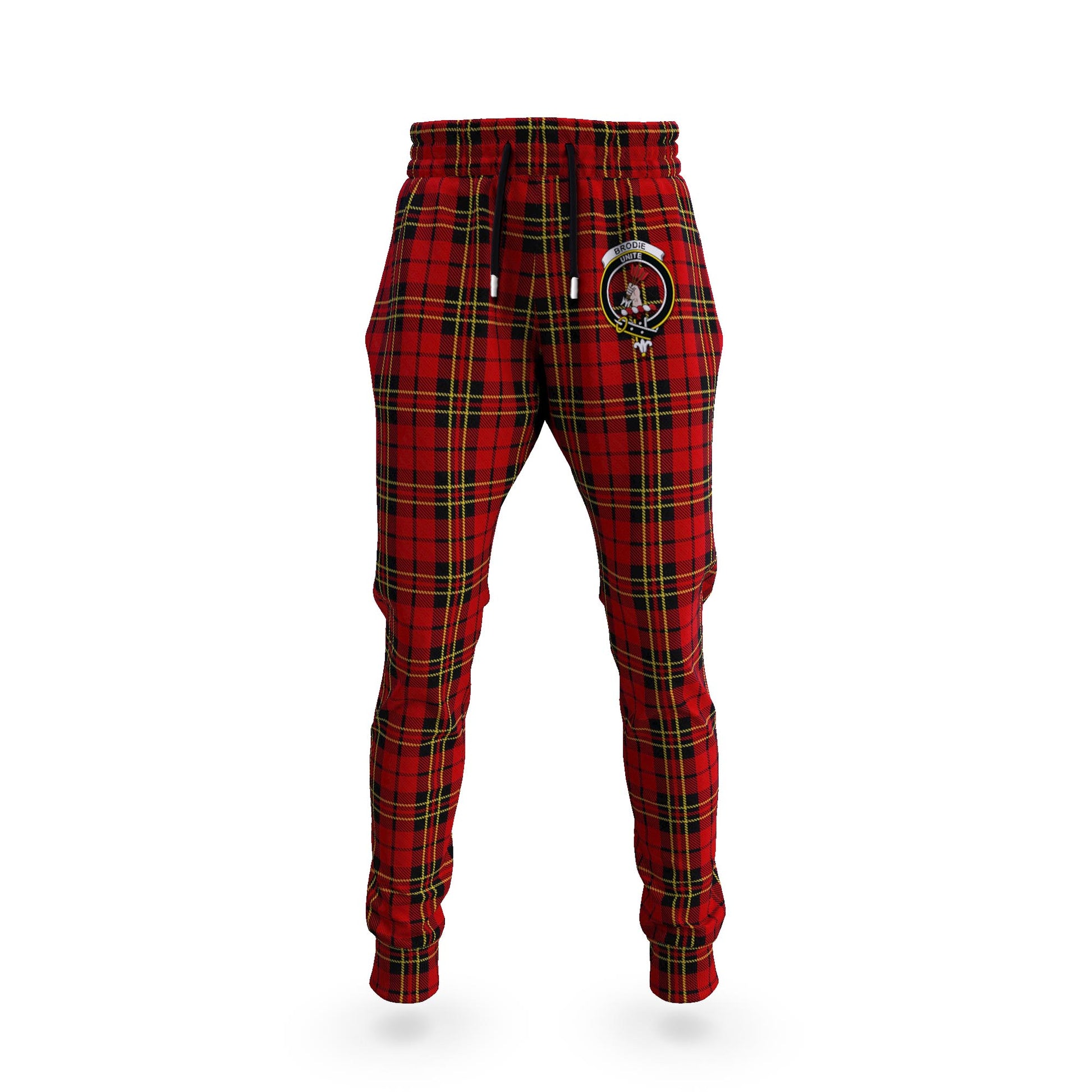 Brodie Tartan Joggers Pants with Family Crest - Tartanvibesclothing