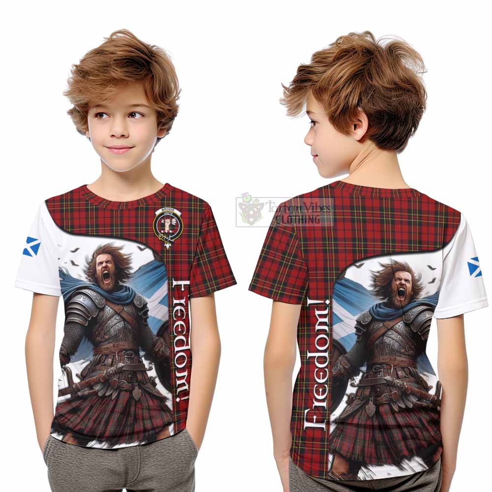 Tartan Vibes Clothing Brodie Crest Tartan Kid T-Shirt Inspired by the Freedom of Scottish Warrior