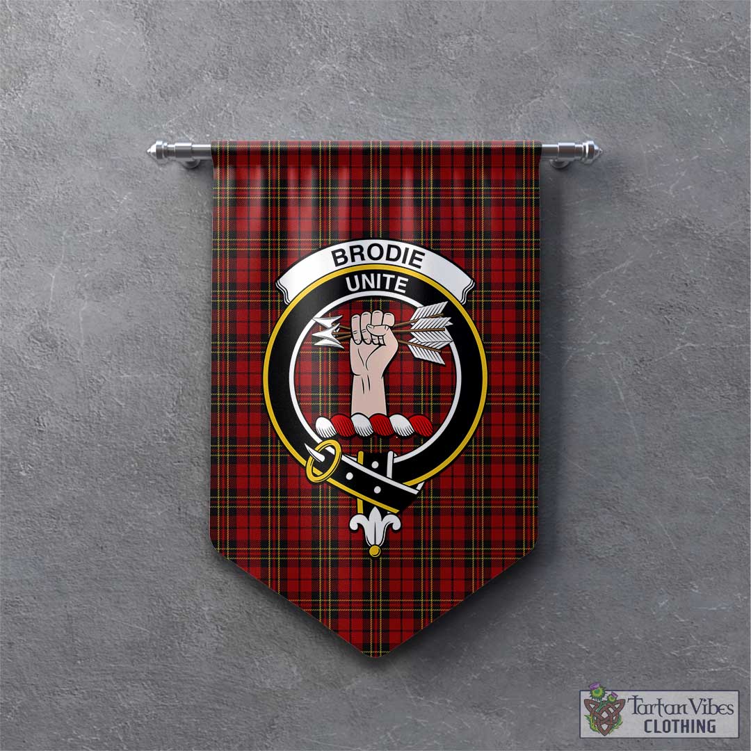 Tartan Vibes Clothing Brodie Tartan Gonfalon, Tartan Banner with Family Crest