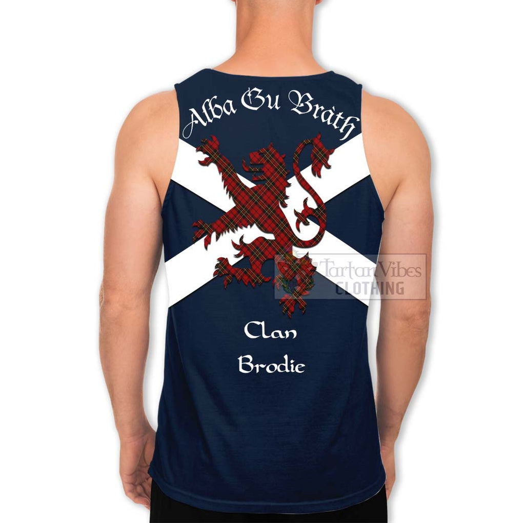 Tartan Vibes Clothing Brodie Tartan Lion Rampant Men's Tank Top – Proudly Display Your Heritage with Alba Gu Brath and Clan Name