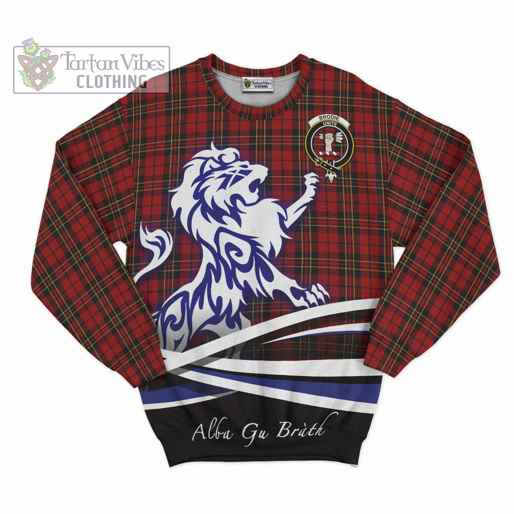 Brodie Tartan Sweatshirt with Alba Gu Brath Regal Lion Emblem - Tartanvibesclothing Shop