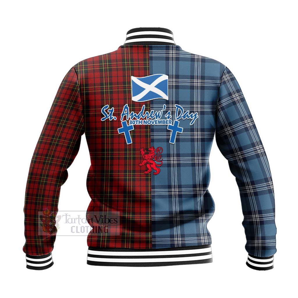 Tartan Vibes Clothing Brodie Tartan Baseball Jacket Happy St. Andrew's Day Half Tartan Style