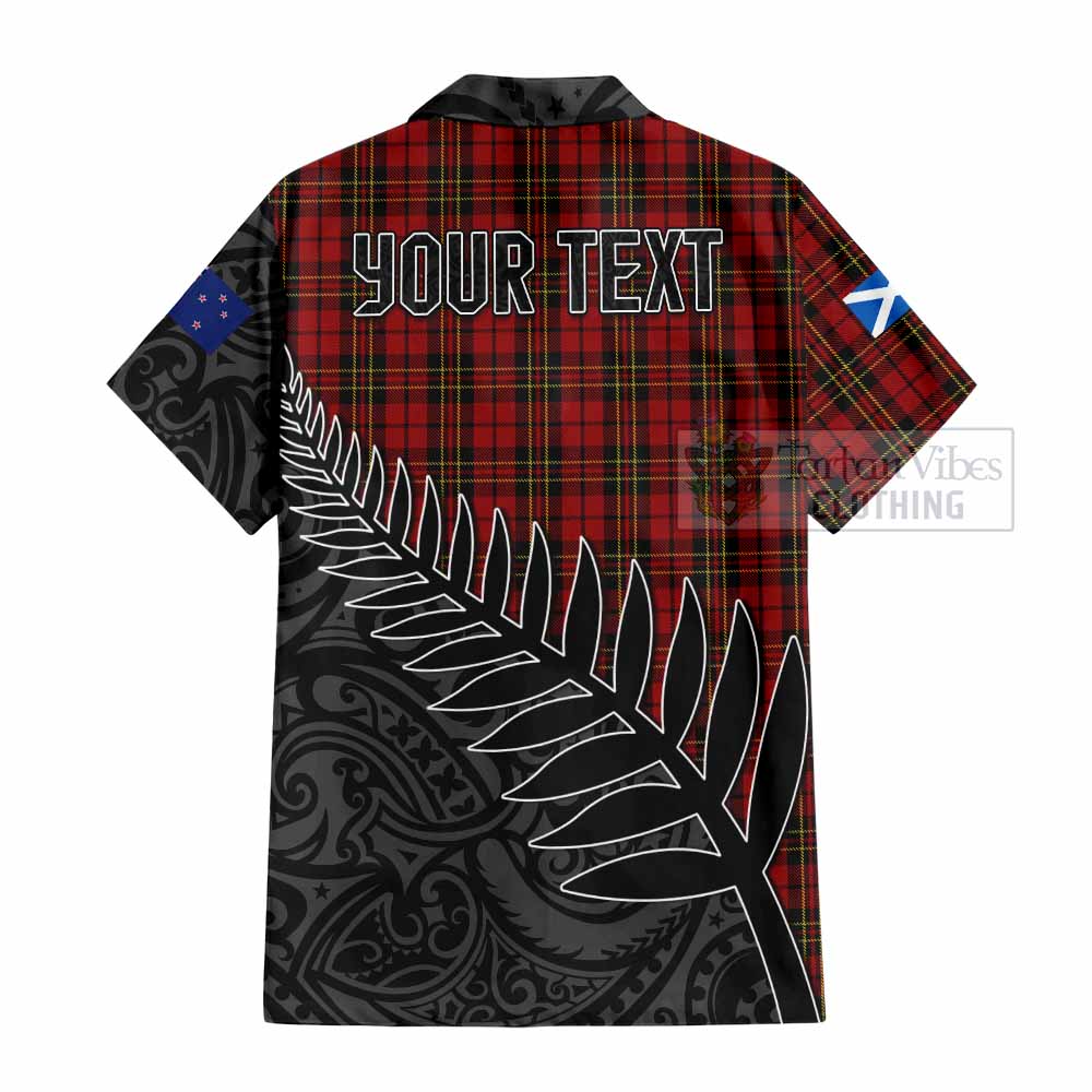 Tartan Vibes Clothing Brodie Crest Tartan Short Sleeve Button Shirt with New Zealand Silver Fern Half Style