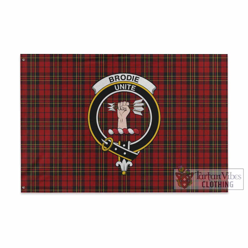 Tartan Vibes Clothing Brodie Tartan House Flag with Family Crest