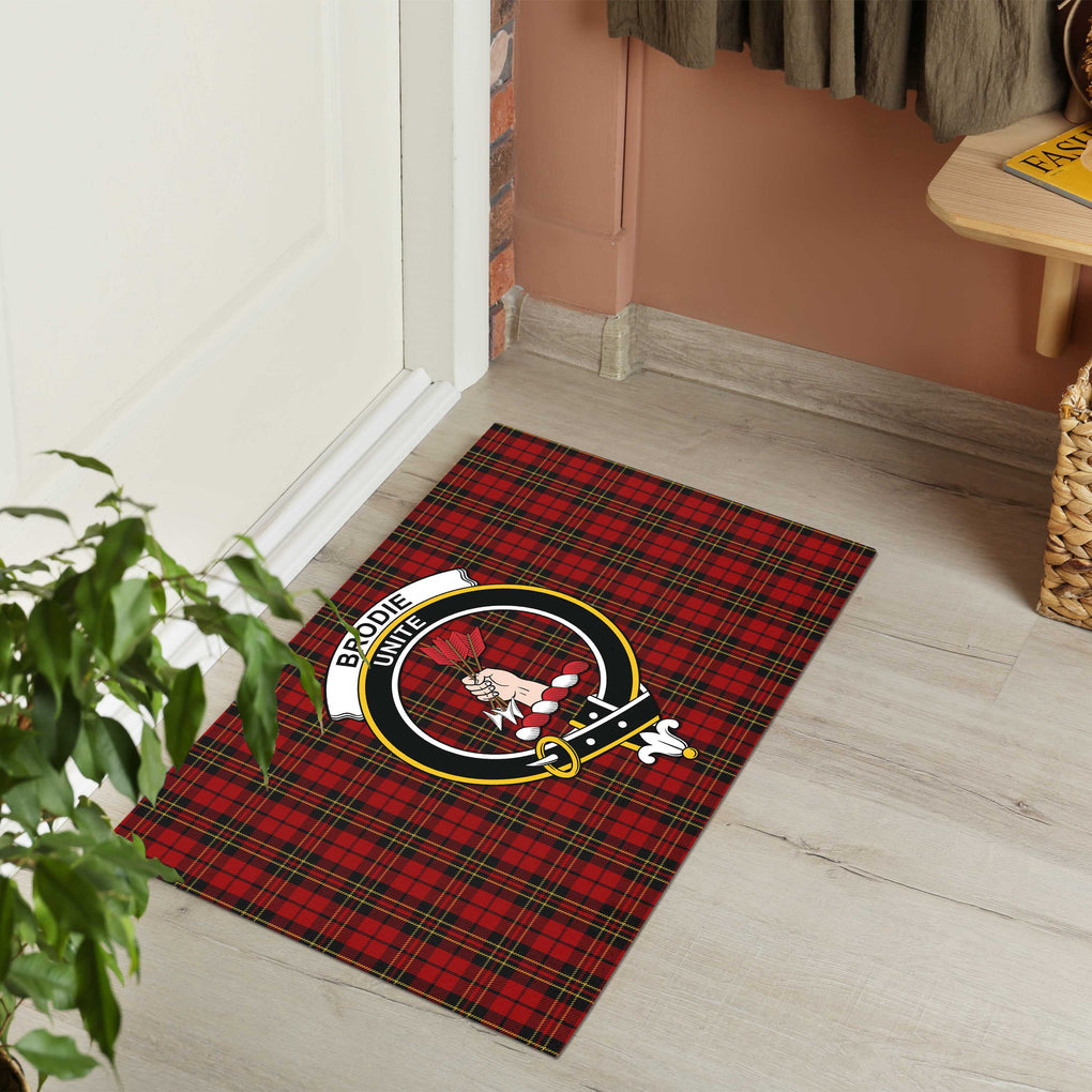 Brodie Tartan Door Mat with Family Crest - Tartanvibesclothing