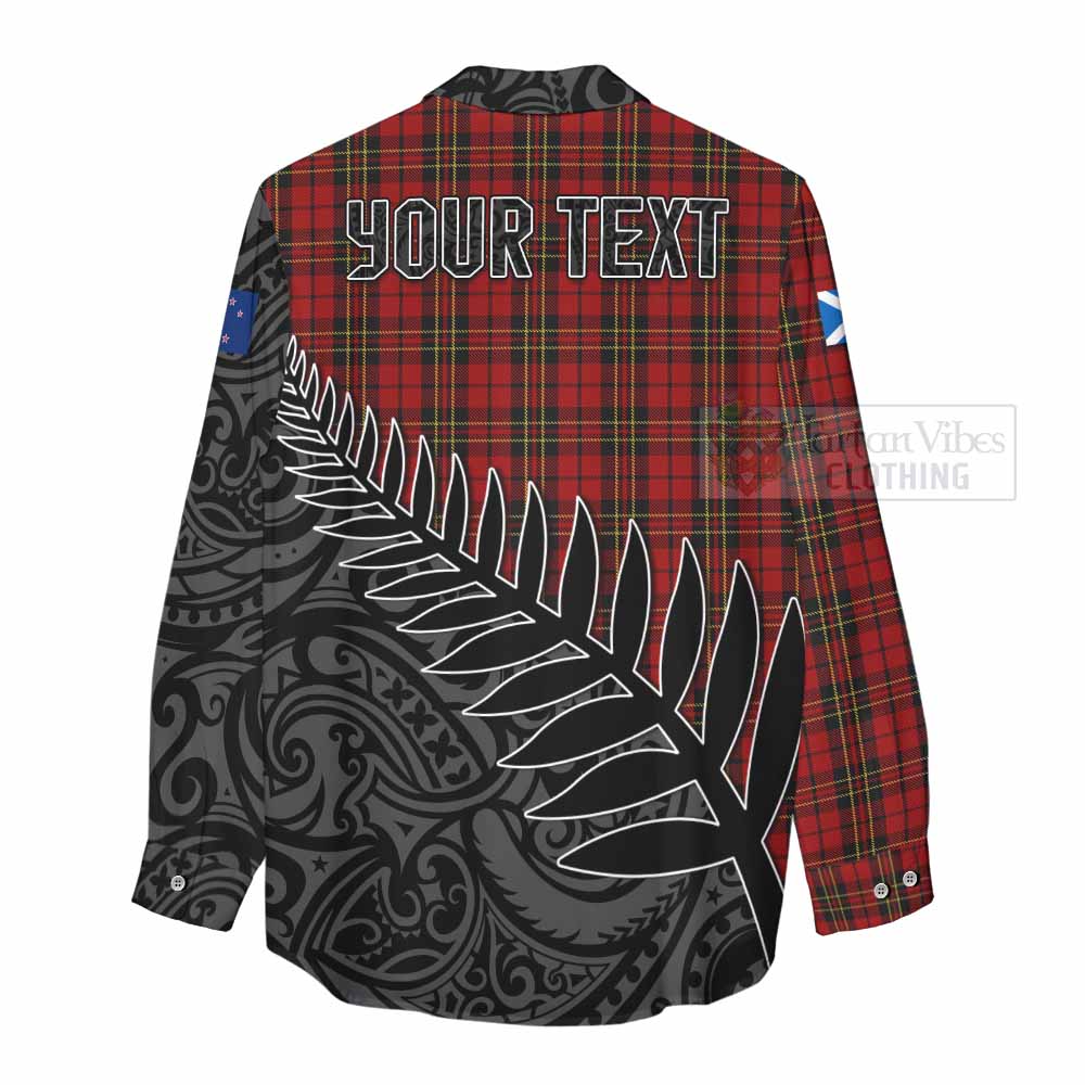 Tartan Vibes Clothing Brodie Crest Tartan Women's Casual Shirt with New Zealand Silver Fern Half Style