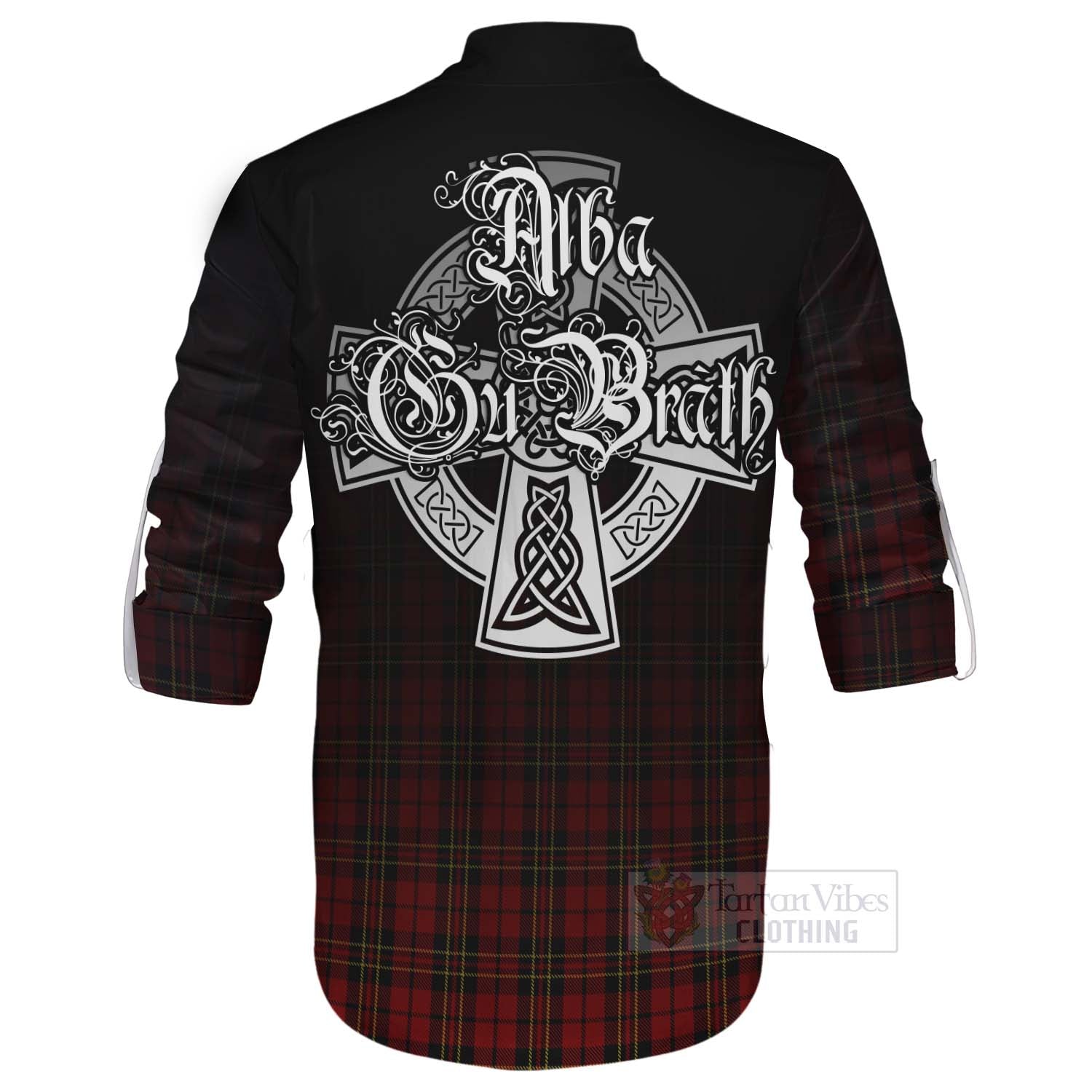 Tartan Vibes Clothing Brodie Tartan Ghillie Kilt Shirt Featuring Alba Gu Brath Family Crest Celtic Inspired